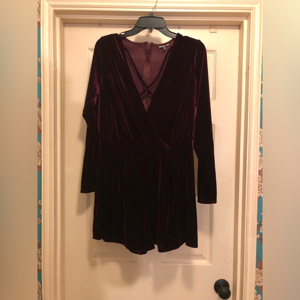 Charlotte Russe Wine Velvet Romper